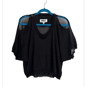 MM6 Maison Martin Margiela Rare Boutique Black Open Shoulder Top Sz XS